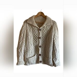 Hand knitted Aran Cardigan.....%100 wool.